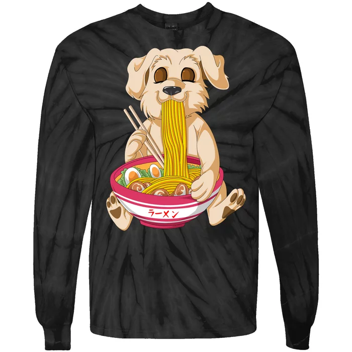 Golden Retriver Ramen Tie-Dye Long Sleeve Shirt