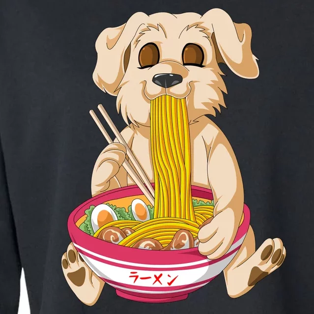 Golden Retriver Ramen Cropped Pullover Crew