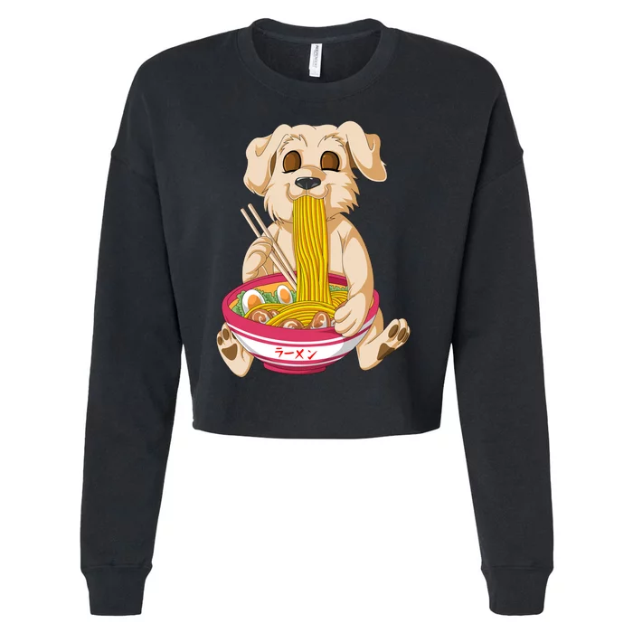 Golden Retriver Ramen Cropped Pullover Crew