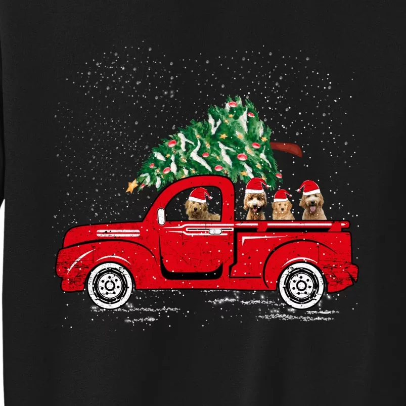 Goldendoodle Riding Red Truck Santa Christmas Pajamas Gift Sweatshirt