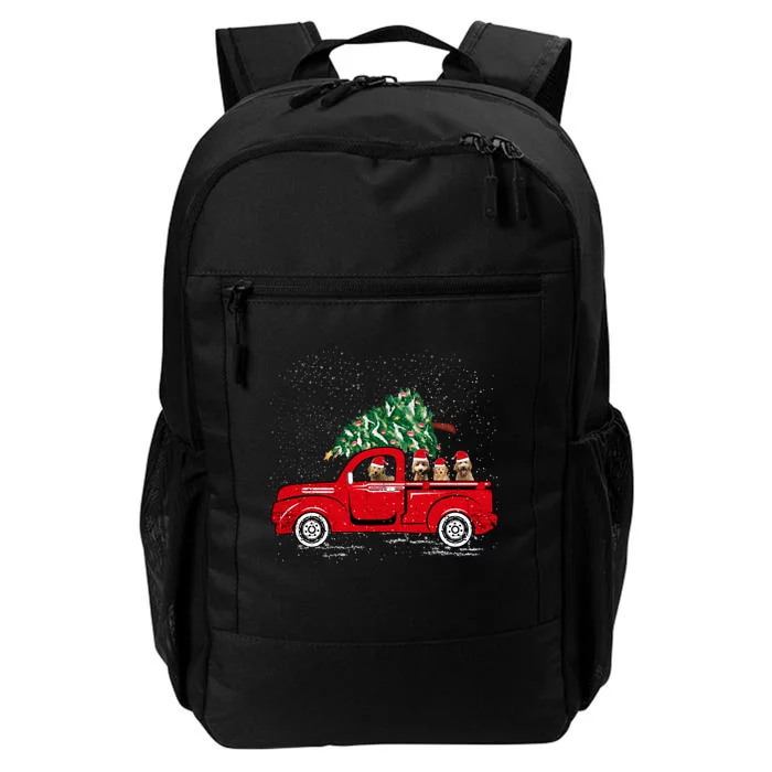 Goldendoodle Riding Red Truck Santa Christmas Pajamas Gift Daily Commute Backpack