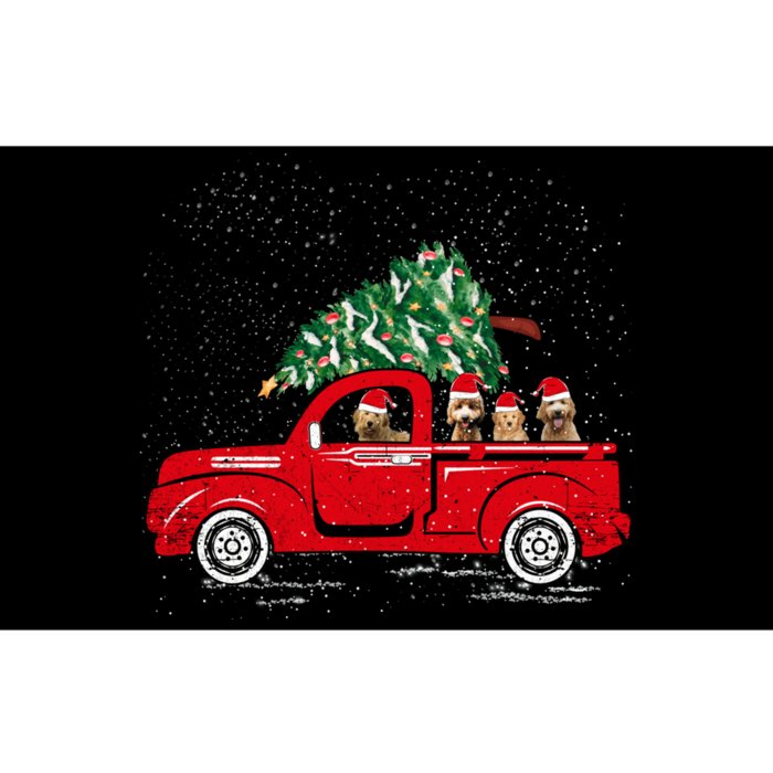 Goldendoodle Riding Red Truck Santa Christmas Pajamas Gift Bumper Sticker