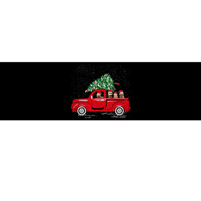 Goldendoodle Riding Red Truck Santa Christmas Pajamas Gift Bumper Sticker