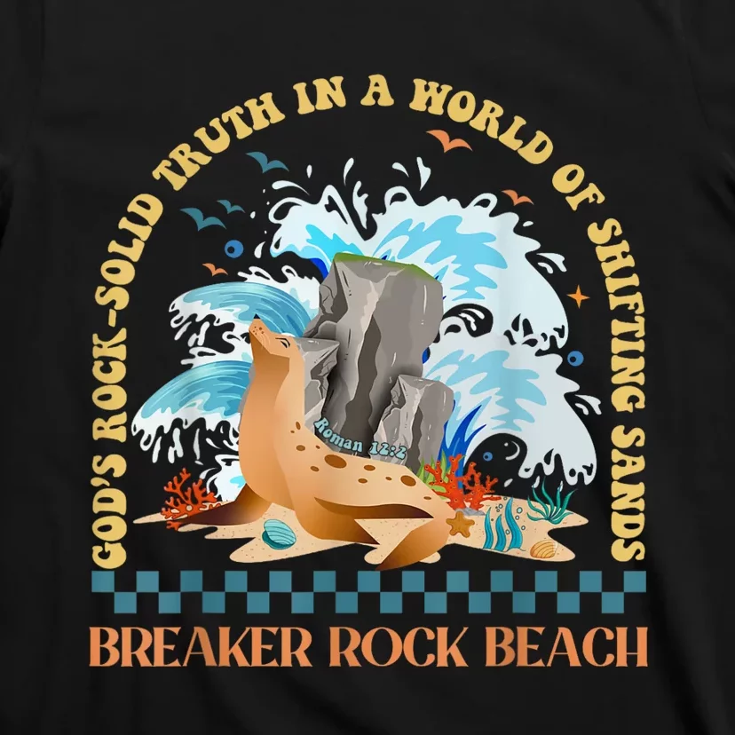 GodS Rocksolid Retro Breaker Rock Beach Vbs 2024 Christian T-Shirt