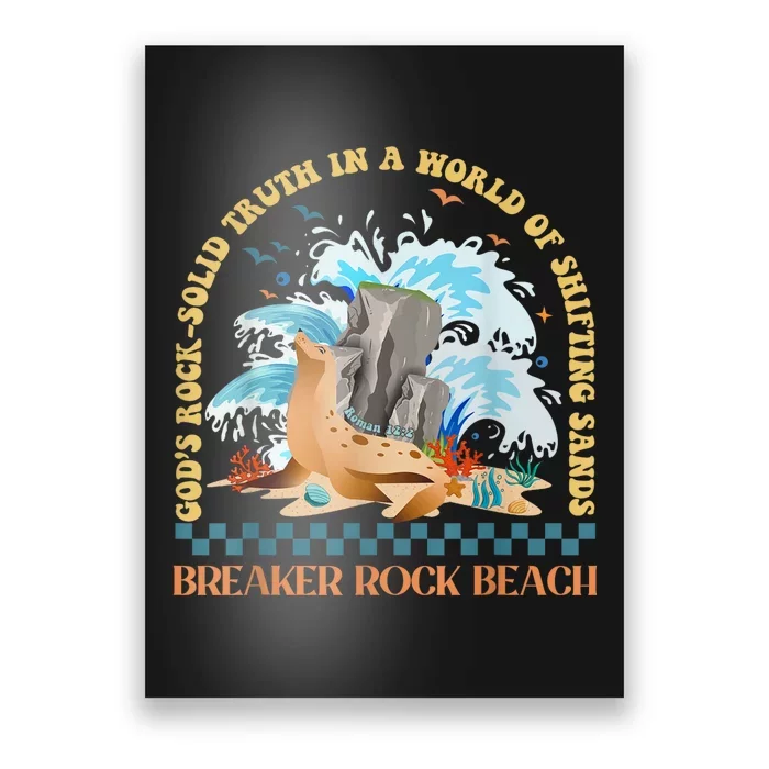 GodS Rocksolid Retro Breaker Rock Beach Vbs 2024 Christian Poster