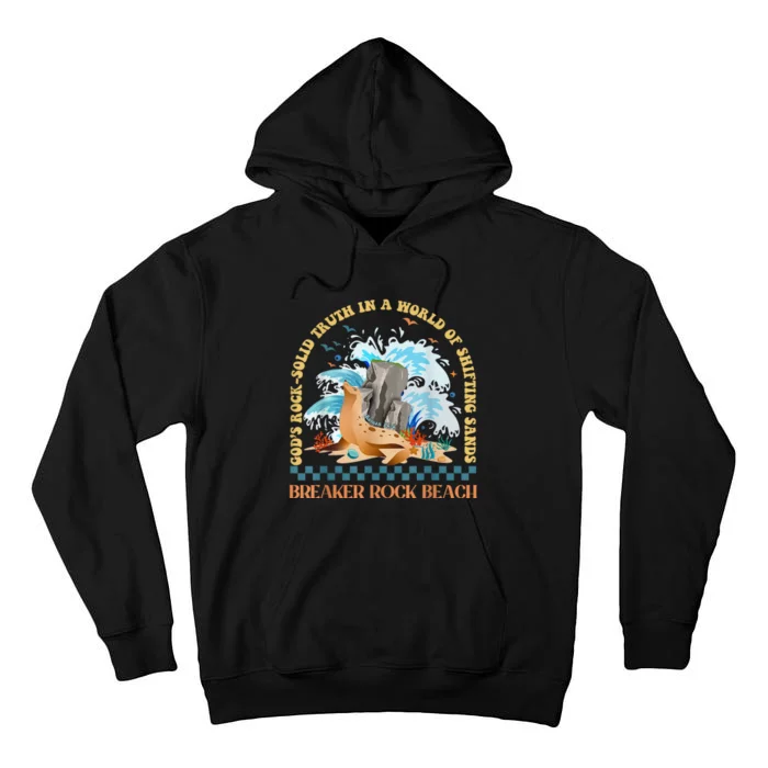 GodS Rocksolid Retro Breaker Rock Beach Vbs 2024 Christian Tall Hoodie