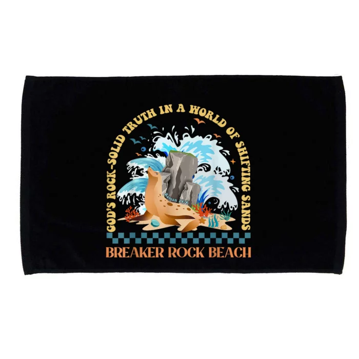 GodS Rocksolid Retro Breaker Rock Beach Vbs 2024 Christian Microfiber Hand Towel