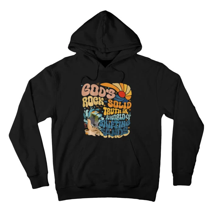 GodS Rocksolid Retro Beach Vbs 2024 Tall Hoodie