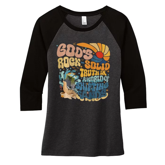 GodS Rocksolid Retro Beach Vbs 2024 Women's Tri-Blend 3/4-Sleeve Raglan Shirt