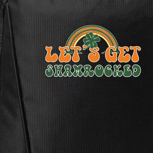 Groovy Retro Rainbow Lets Get Shamrocked St Patricks Day Shamrock Drinkin City Backpack