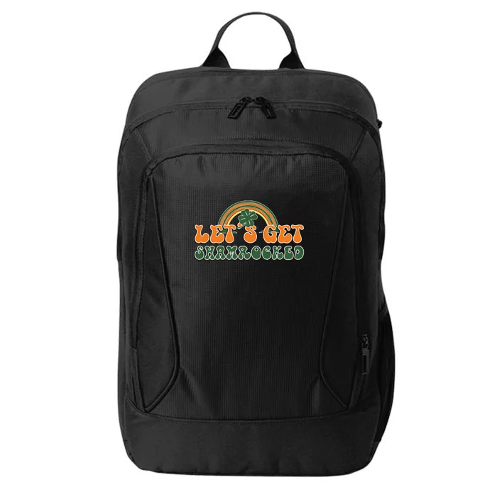 Groovy Retro Rainbow Lets Get Shamrocked St Patricks Day Shamrock Drinkin City Backpack