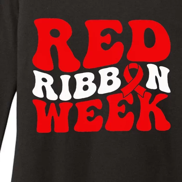 Groovy Red Ribbon Week We Wear Red For Awareness Womens CVC Long Sleeve Shirt