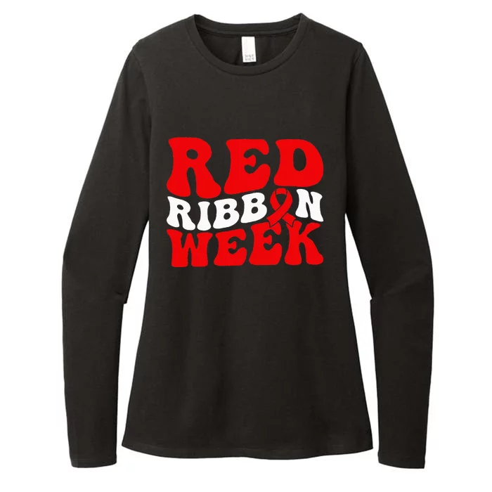 Groovy Red Ribbon Week We Wear Red For Awareness Womens CVC Long Sleeve Shirt