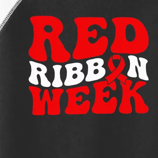 Groovy Red Ribbon Week We Wear Red For Awareness Toddler Fine Jersey T-Shirt