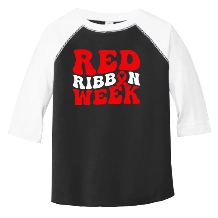 Groovy Red Ribbon Week We Wear Red For Awareness Toddler Fine Jersey T-Shirt