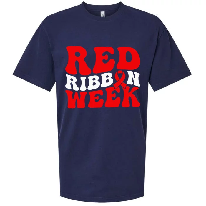 Groovy Red Ribbon Week We Wear Red For Awareness Sueded Cloud Jersey T-Shirt