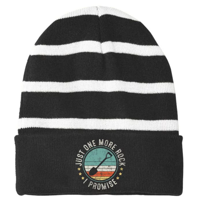 Geology Rockhounding Rocks Geologist Retro Vintage Striped Beanie with Solid Band