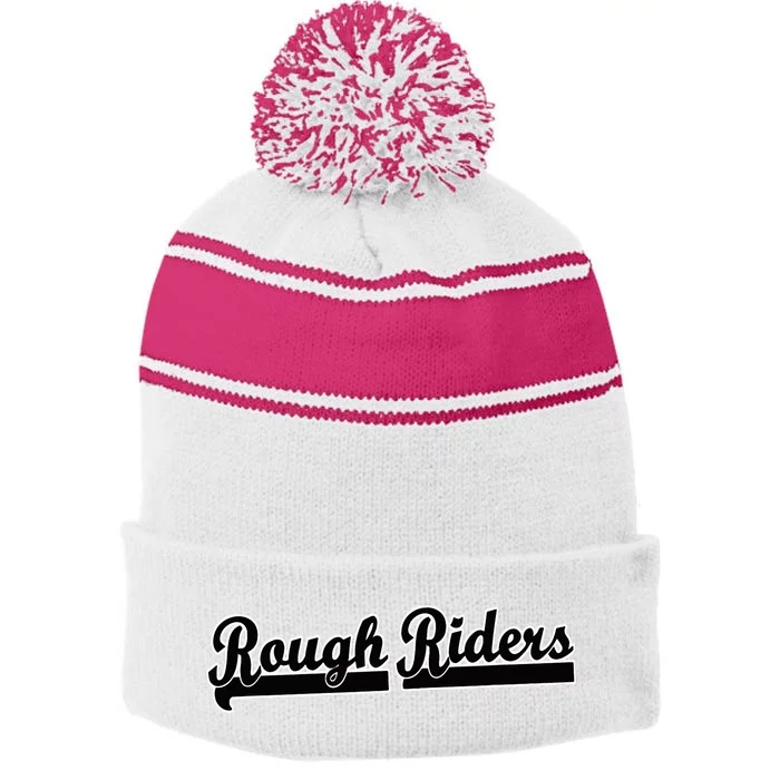 Go Rough Riders Soccer Football Baseball Basketball Tball Stripe Pom Pom Beanie