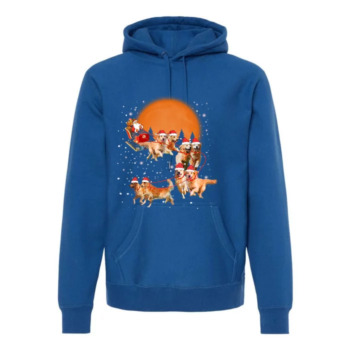 Golden Retriever Reindeer Santa Sleigh Christmas Dog Lover Gift Premium Hoodie