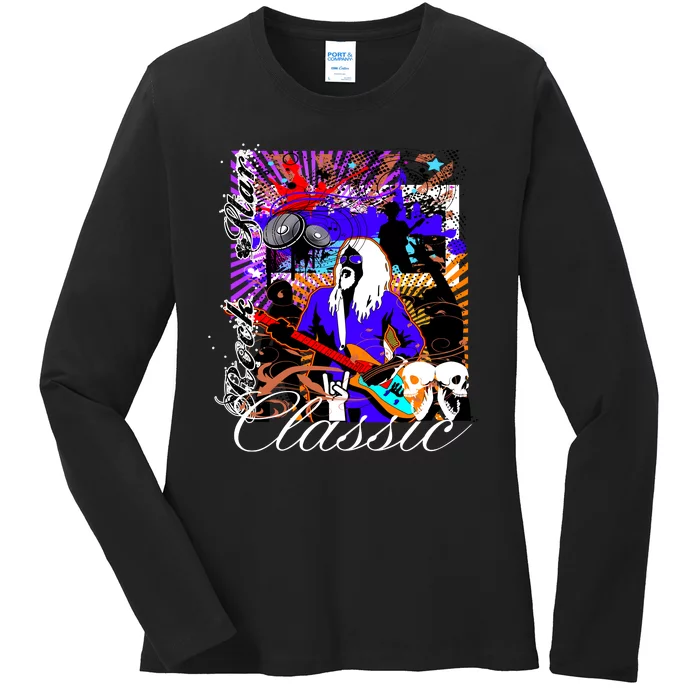 Guitar Rock Star Hero Classic Ladies Long Sleeve Shirt