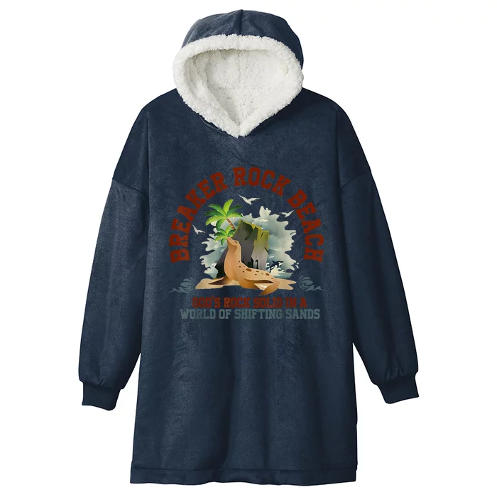 GodS Rock Solid Breaker Rock Beach Vbs 2024 Christian Hooded Wearable Blanket