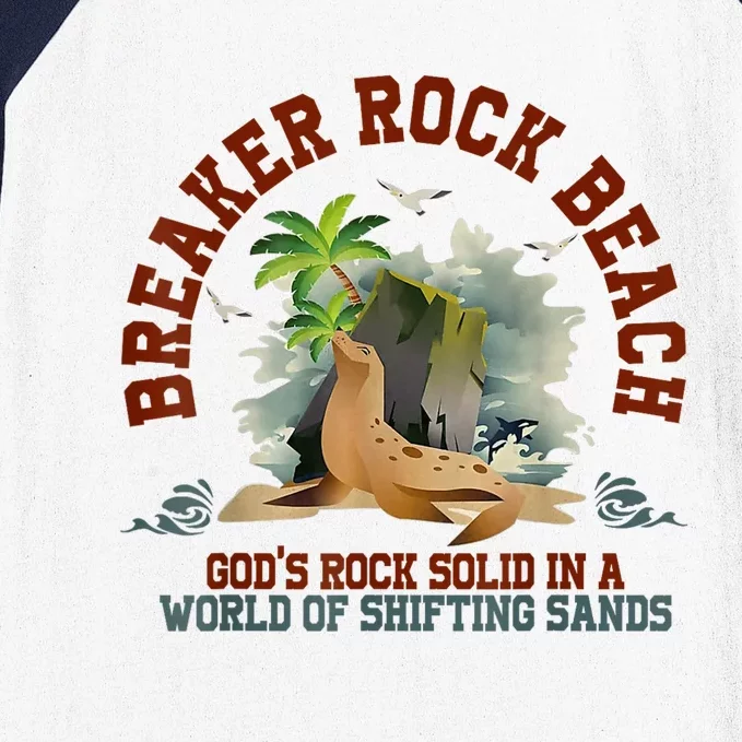 GodS Rock Solid Breaker Rock Beach Vbs 2024 Christian Baseball Sleeve Shirt