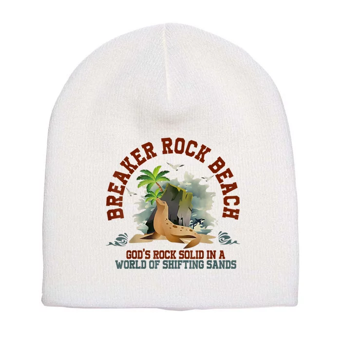 GodS Rock Solid Breaker Rock Beach Vbs 2024 Christian Short Acrylic Beanie