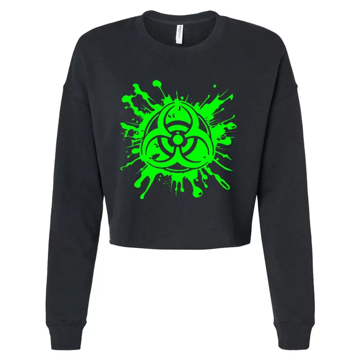 Green Radioactive Symbol Biohazard Symbol Radiation Nuclear Cropped Pullover Crew