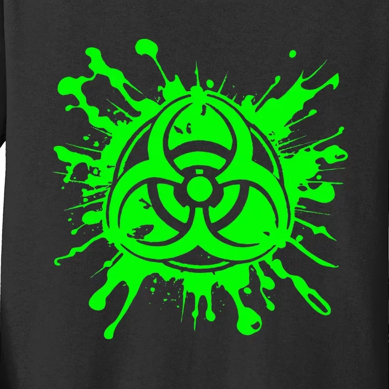 Green Radioactive Symbol Biohazard Symbol Radiation Nuclear Kids Long Sleeve Shirt