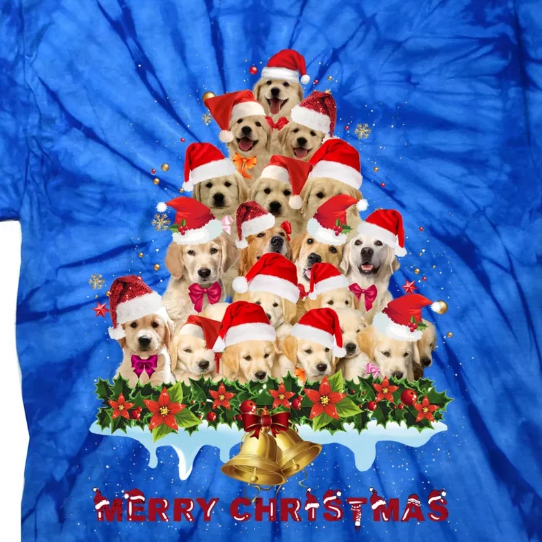 Golden Retriever Santa Hat Xmas Dogs Merry Christmas Graphic Gift Tie-Dye T-Shirt