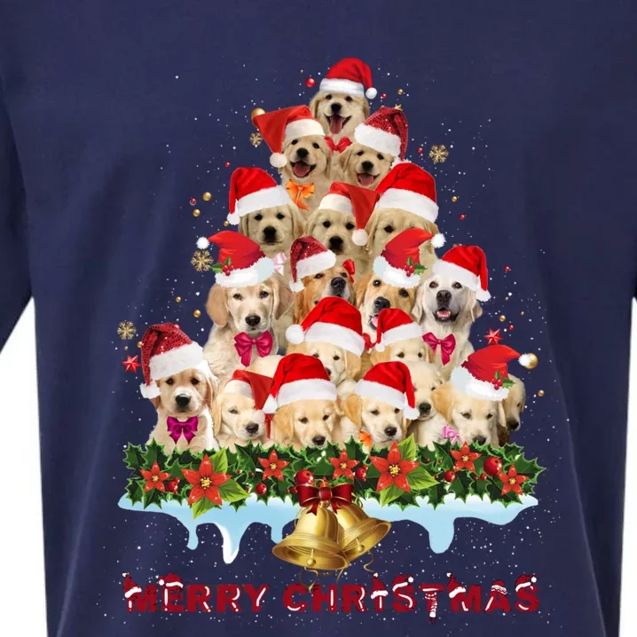 Golden Retriever Santa Hat Xmas Dogs Merry Christmas Graphic Gift Sueded Cloud Jersey T-Shirt