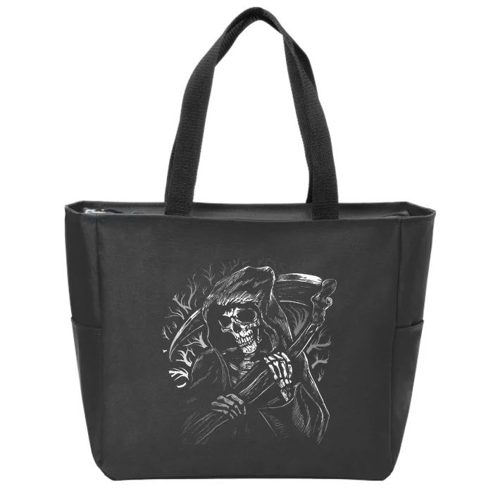 Grim Reaper Skull Death Scythe Dead Gothic Horror Zip Tote Bag