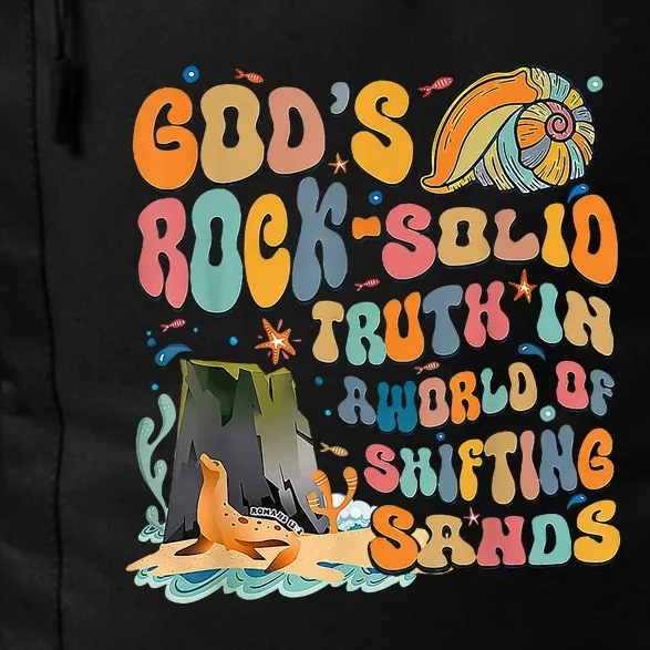 GodS Rock Solid Breaker Rock Beach Vbs 2024 Daily Commute Backpack