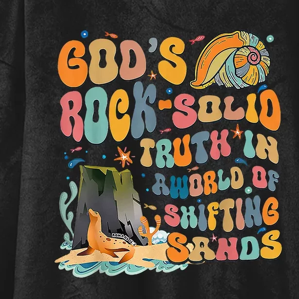 GodS Rock Solid Breaker Rock Beach Vbs 2024 Hooded Wearable Blanket