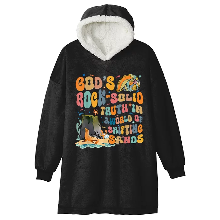 GodS Rock Solid Breaker Rock Beach Vbs 2024 Hooded Wearable Blanket