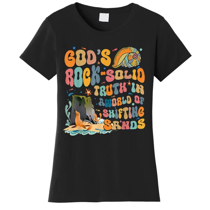 GodS Rock Solid Breaker Rock Beach Vbs 2024 Women's T-Shirt