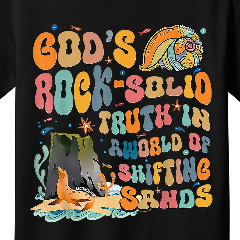 GodS Rock Solid Breaker Rock Beach Vbs 2024 Kids T-Shirt