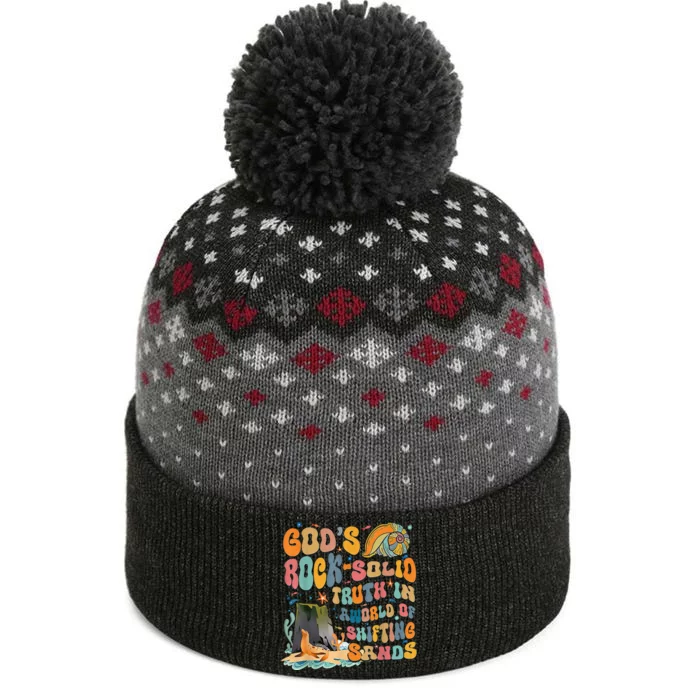 GodS Rock Solid Breaker Rock Beach Vbs 2024 Christian The Baniff Cuffed Pom Beanie