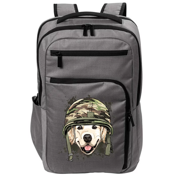 Golden Retriever Soldier Veteran Dog Army Dog Lover Impact Tech Backpack