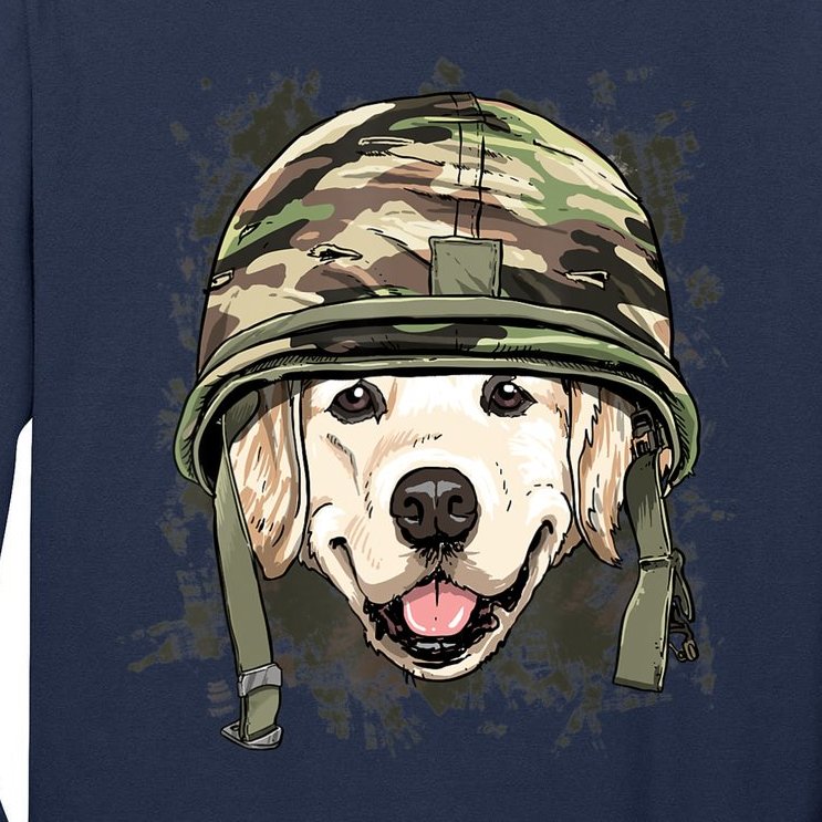 Golden Retriever Soldier Veteran Dog Army Dog Lover Tall Long Sleeve T-Shirt