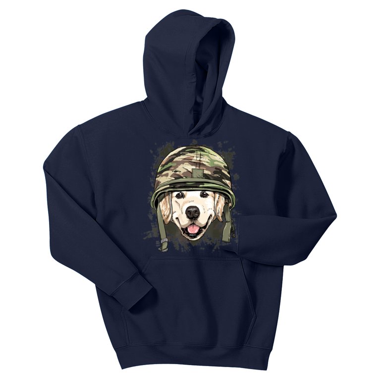 Golden Retriever Soldier Veteran Dog Army Dog Lover Kids Hoodie