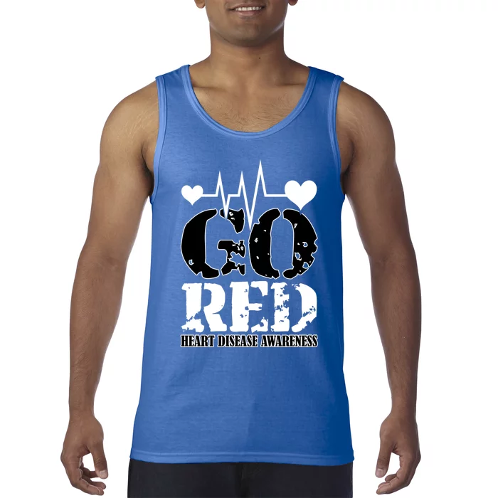 Go Red Saying Heart Disease Awareness Month Funny Gift Wear Red Day Gift Tank Top