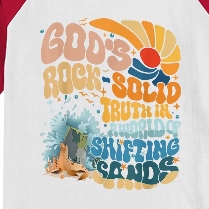 Gods Rock Solid Breaker Rock Beach Vbs 2024 Christian Gift Kids Colorblock Raglan Jersey