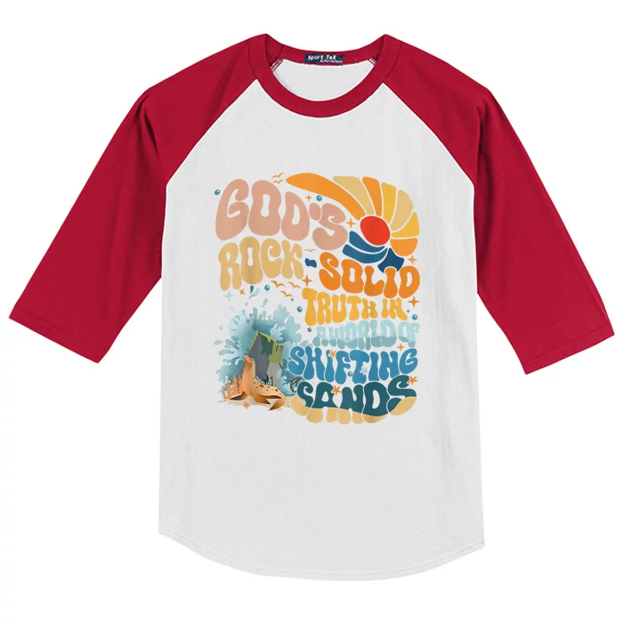 Gods Rock Solid Breaker Rock Beach Vbs 2024 Christian Gift Kids Colorblock Raglan Jersey