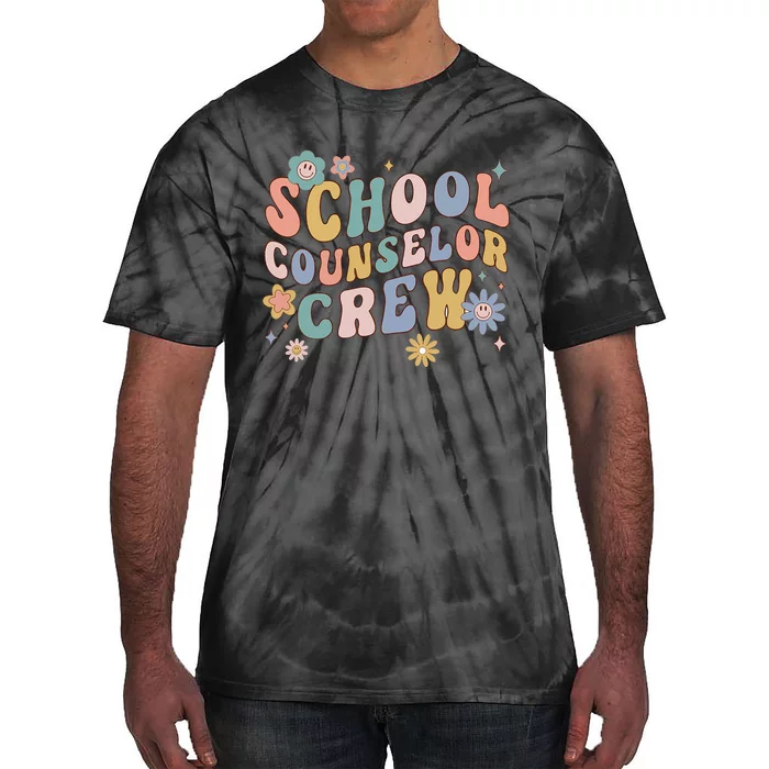 Groovy Retro School Counselor Crew Teacher Back To School Tie-Dye T-Shirt