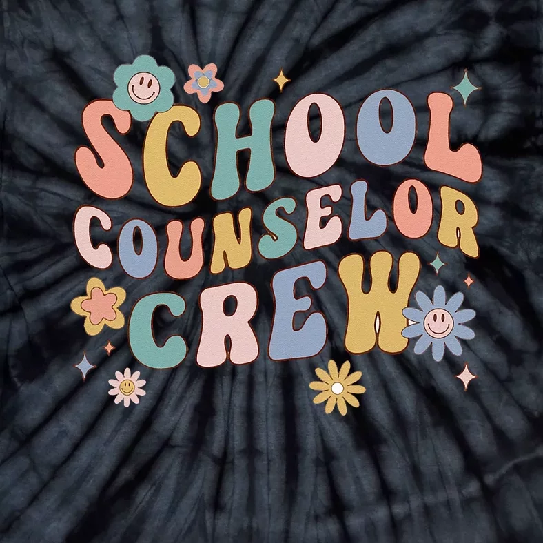 Groovy Retro School Counselor Crew Teacher Back To School Tie-Dye T-Shirt