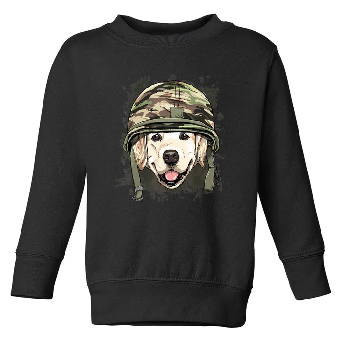 Golden Retriever Soldier Veteran Funny Dog Army Toddler Sweatshirt