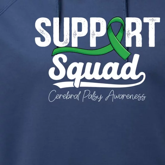 Green Ribbon Support Warrior Of Cerebral Palsy Awareness Gift Performance Fleece Hoodie