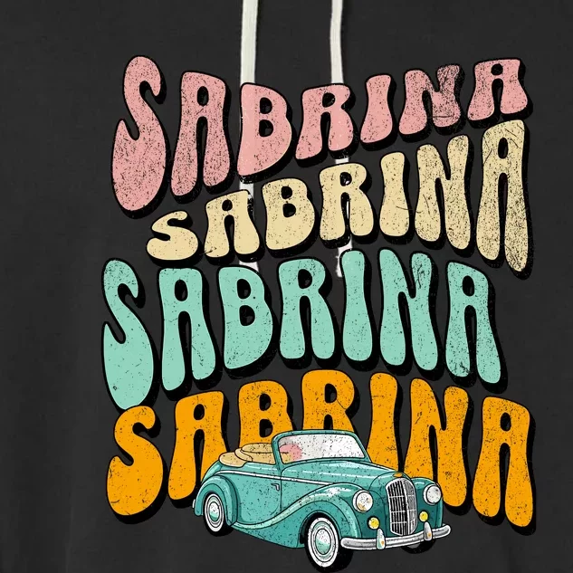 Girl Retro Sabrina First Name Groovy Beach Garment-Dyed Fleece Hoodie