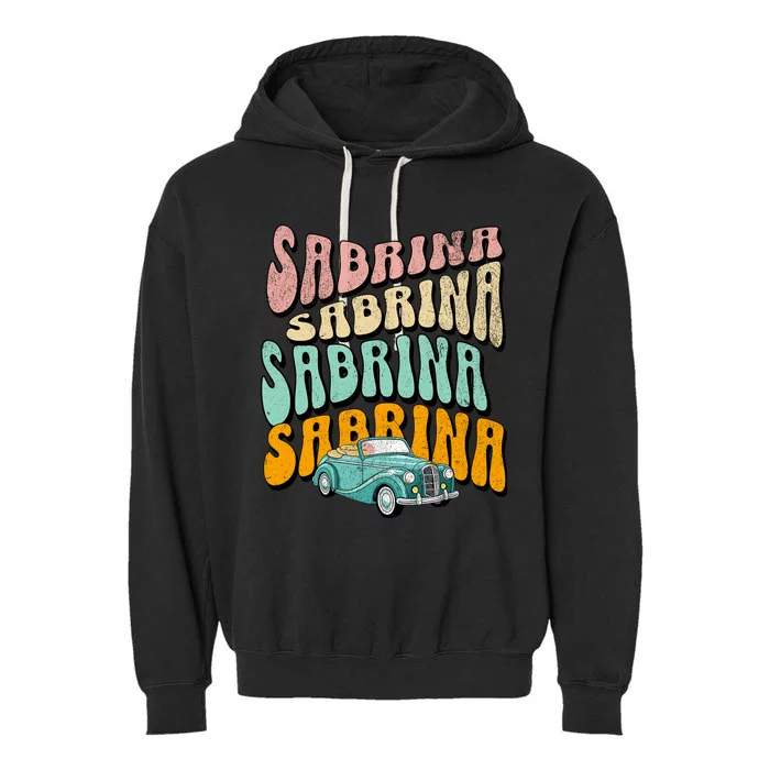 Girl Retro Sabrina First Name Groovy Beach Garment-Dyed Fleece Hoodie